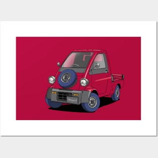 Dark Red Daihatsu Midget 2  micro van Posters and Art